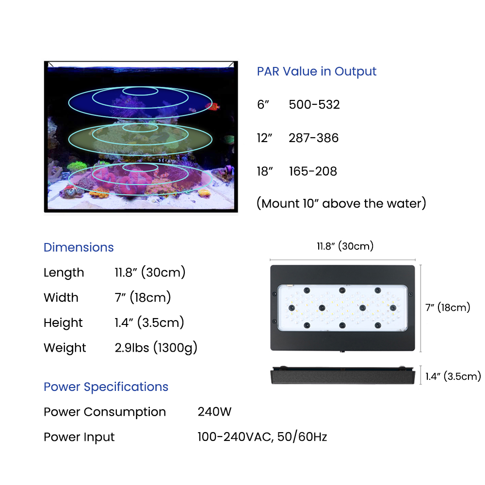 Lampe LED d'aquarium marine A8 - Reef Lighting avis et prix